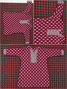 Maroon Printed Cotton Kurta