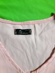 Korean Floral Embroidery Bell Sleeve Pink Crop Top