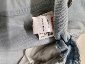 Light Wash Denim Overalls Shorts