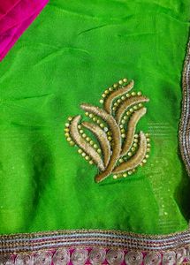 Vibrant green pink saree