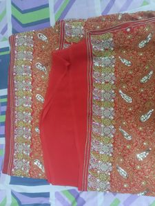 handwork full heavy embroidery work red saree