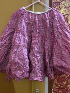 Boho Pink Floral Print Tiered Skirt