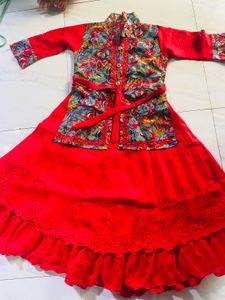Adorable Red Ethnic Dress for Girls