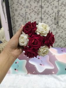 Elegant Red &amp; White Rose Hair Bun