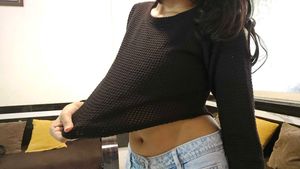 Black Textured Long Sleeve Crop Top