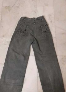 Grey Wide Leg Denim Jeans