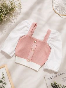 ❤️Chic Pink & White Puff Sleeve Top❤️