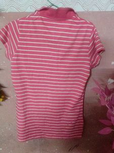 Liz Modi Striped Pink Polo