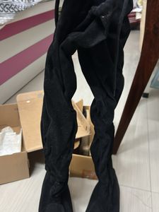 Black Suede Over-the-Knee Boots