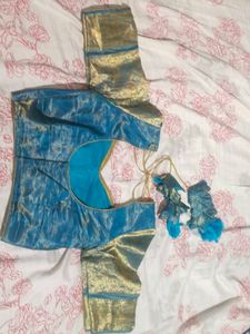 Blue  Lehenga Choli pure gold zari silk