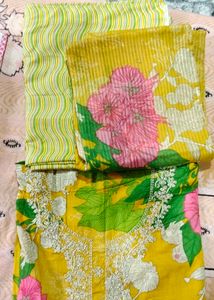 pakistani Yellow Floral Unstitched Dress Material