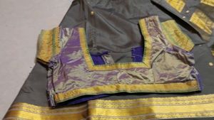 Elegant Grey &amp; Gold Saree