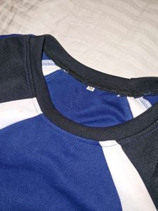 Blue Colorblock Zip Sweatshirt