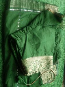 Elegant Green Saree with Embellishments
