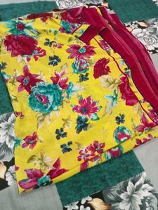 Vibrant Floral Yellow Saree