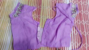 Beautiful Lavender Embroidered Saree with blouse