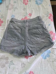 Grey Distressed Denim Shorts