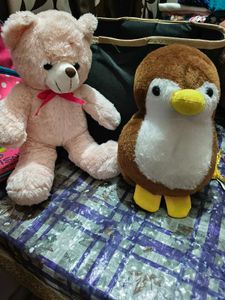Cute Teddy Bear & Penguin Plush Toys