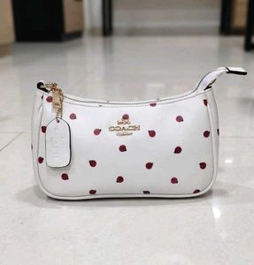 Coach White Strawberry Print Hobo Bag