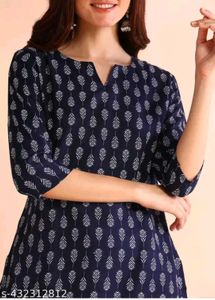 Stylish Navy Blue Printed Kurta