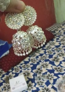Elegant Jhumka Earrings with Pearls