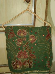 Embroidered Green Saree with Sequins