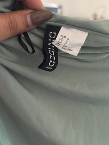 H&amp;M Sage Green One-Shoulder Ruched Mini Dress
