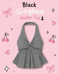 Completely New Black Gingham Halter Top