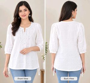 Kesar White Embroidered Kurta