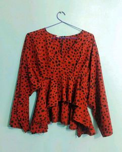 Red Animal Print Top