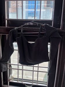 Gray Off-Shoulder Crop Top