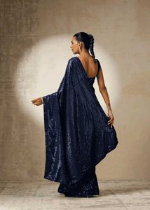 Elegant Midnight Blue Sequin Saree