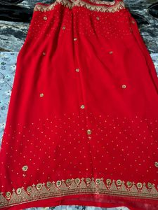Elegant Red Embroidered Saree