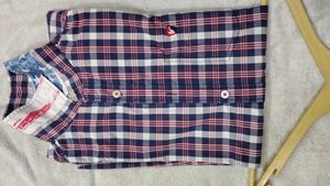 American Swan Navy Plaid Shirt