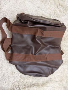 Brown Faux Leather Duffle Bag