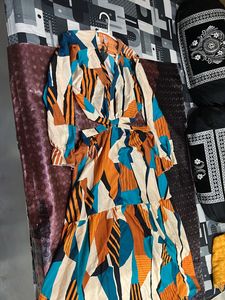 Abstract Print Cutout Midi Dress