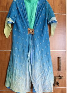 Embroidered Blue Ombre Kurta Set