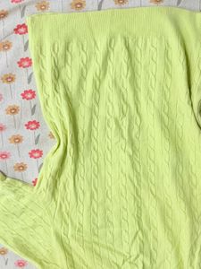 Lime Green Cable Knit Top