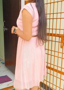 Pink Striped Fit &amp; Flare Dress