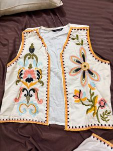 Embroidered Vest and Shorts Set