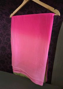 Stunning Pink Ombre Saree with Golden Border