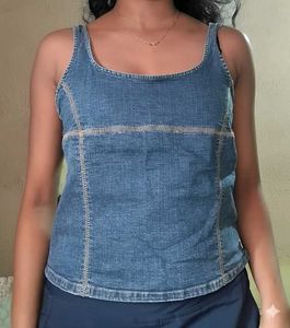 Dirty Wash Denim Corset looking Top