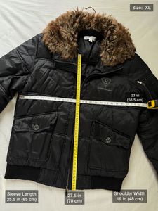 Men's Black Bomber Jacket with Fur Collar