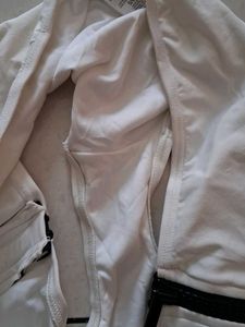White Bikini Bottom with Zipper Detail