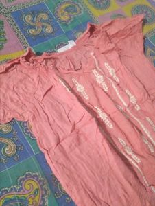 Pink Embroidered Ruffle Top