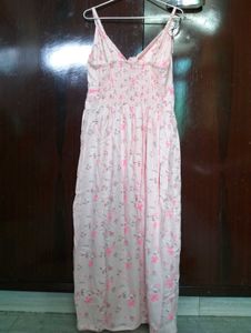 Pink Floral Button-Down Midi Dress