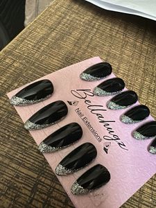 Black Glitter French Tip Press-On Nails