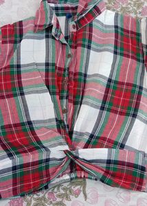 Plaid Twist Front Shirt