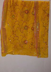 Vibrant Yellow sequins dupatta