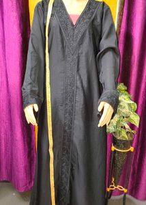 Elegant Black Abaya Anarkali Burqa  with Embroider